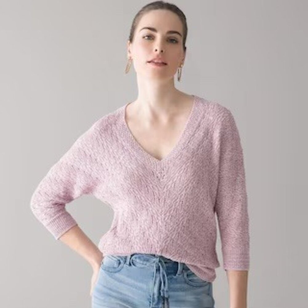 WHBM Purple Cable Knit Pullover NEW
